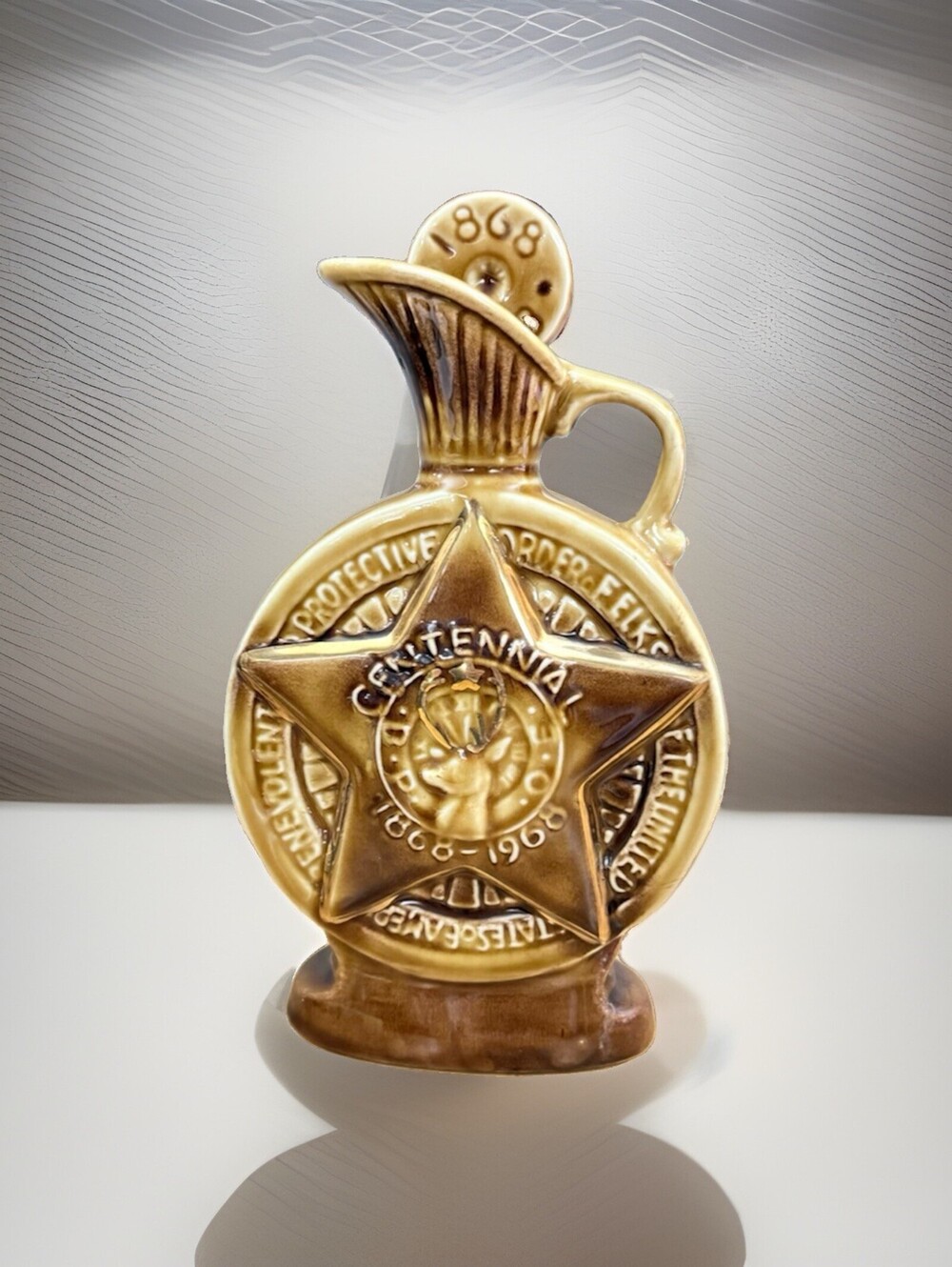 Vintage Collectible 1968 Elks Lodge Jim Bean Decanter Centennial 1868-1968 Empty